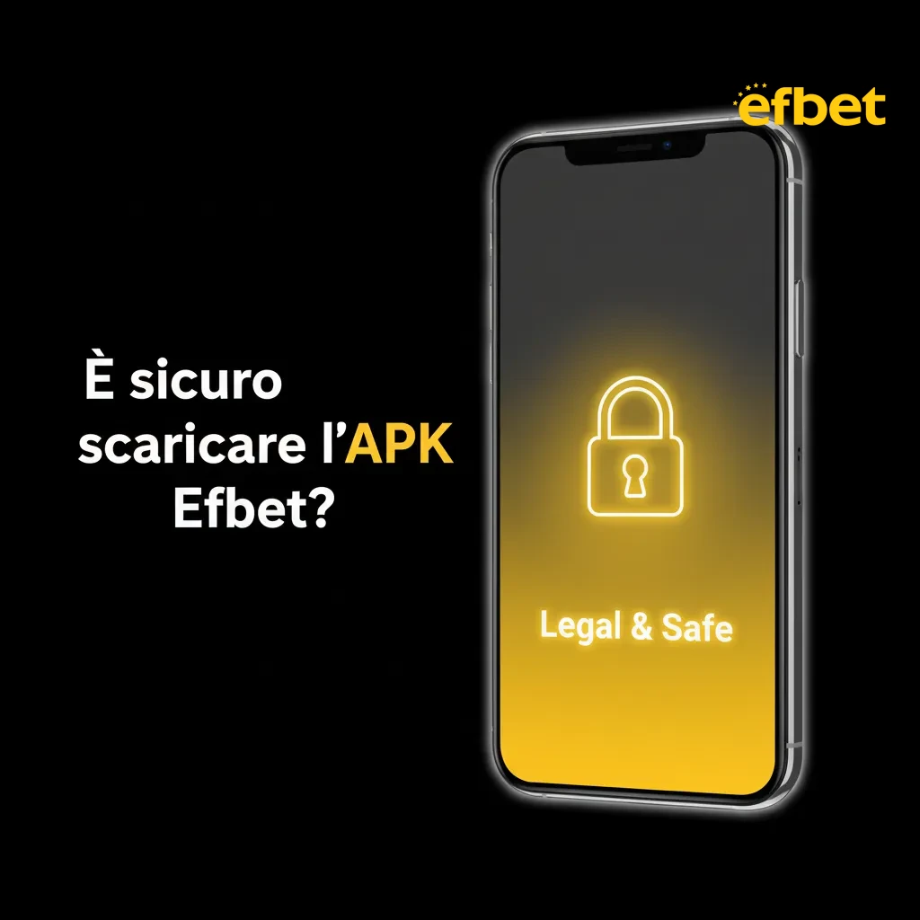 Illustrazione di smartphone con lucchetto e badge licenza Efbet, sicurezza SSL; scarica l’APK solo da fonti ufficiali.