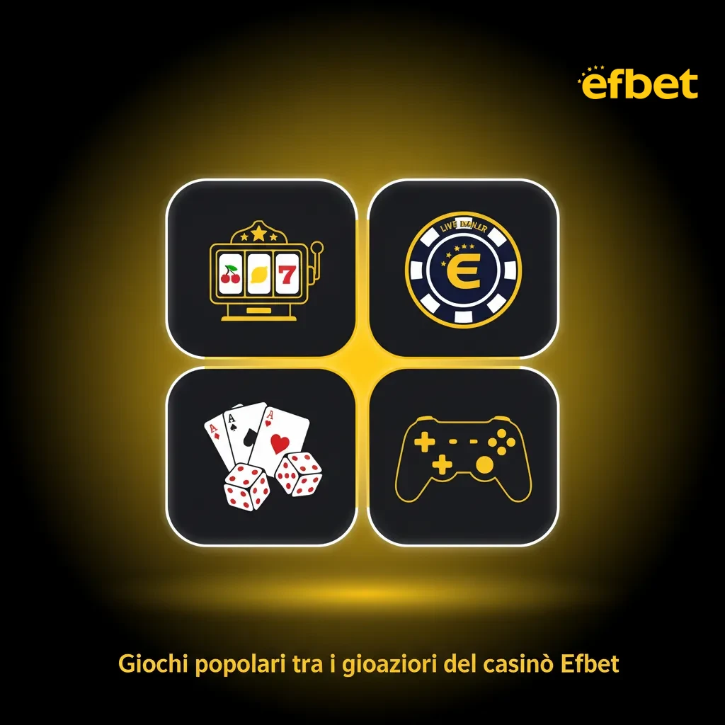 Selezione di giochi popolari Efbet: slot Gates of Olympus, Sweet Bonanza, Book of Dead, roulette e blackjack.